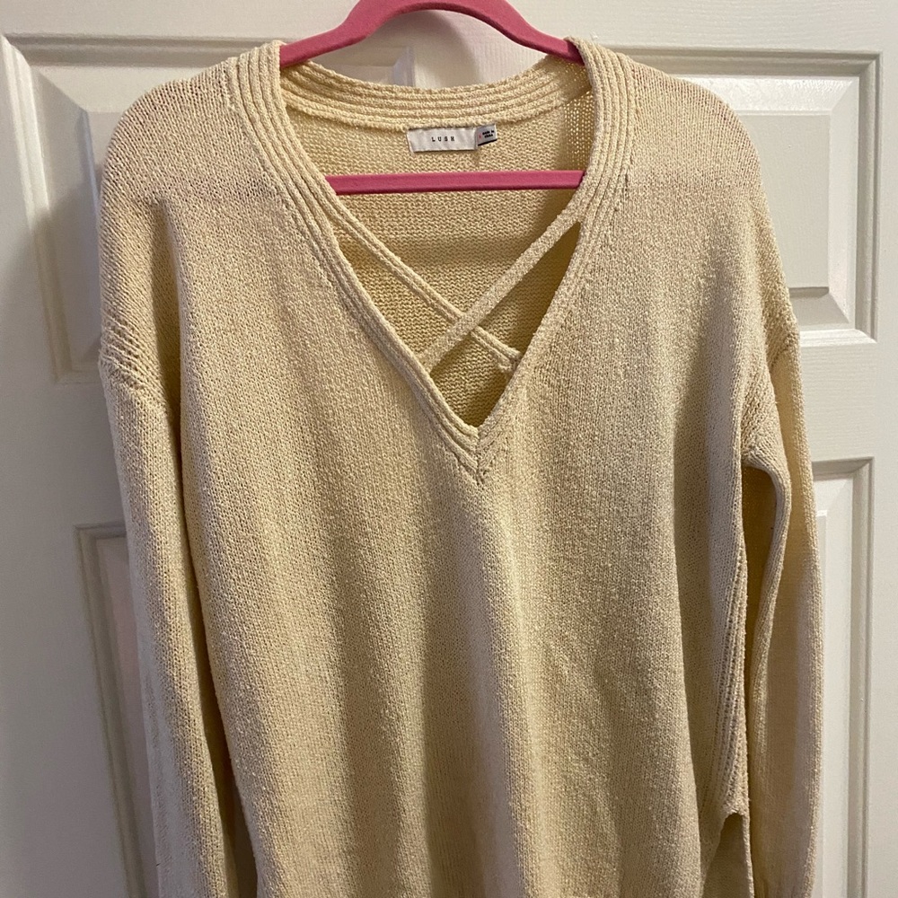 Lush V-Neck High-Low Sweater